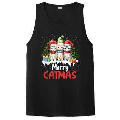 Funny Meow Feline Festive Merry Catmas Christmas Cat Gift PosiCharge Competitor Tank