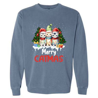 Funny Meow Feline Festive Merry Catmas Christmas Cat Gift Garment-Dyed Sweatshirt