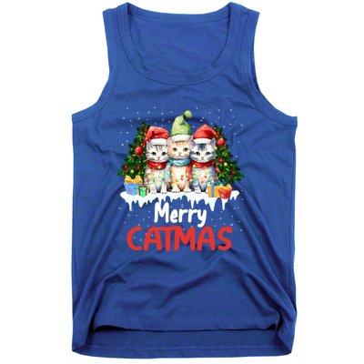 Funny Meow Feline Festive Merry Catmas Christmas Cat Gift Tank Top