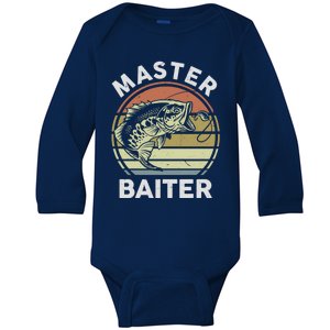 Fishinggift Masterbaiter Funny Fish Dad Grandpa Father Gift Baby Long Sleeve Bodysuit