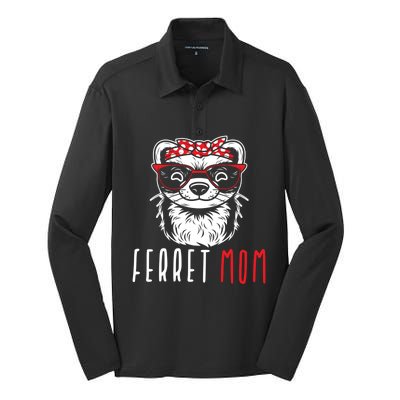 Ferret Mom Funny Animal Lover Weasel Mother Mama Funny Gift Silk Touch Performance Long Sleeve Polo