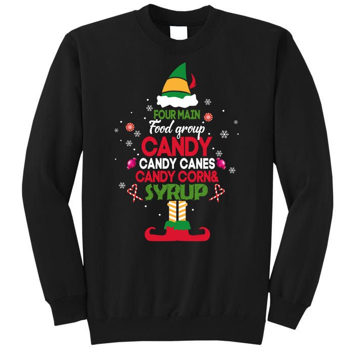 Four Main Food Groups Elf Christmas Buddy Pajama Xmas Tall Sweatshirt