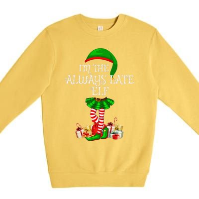 Family Matching Funny The Always Late Elf Christmas Premium Crewneck Sweatshirt