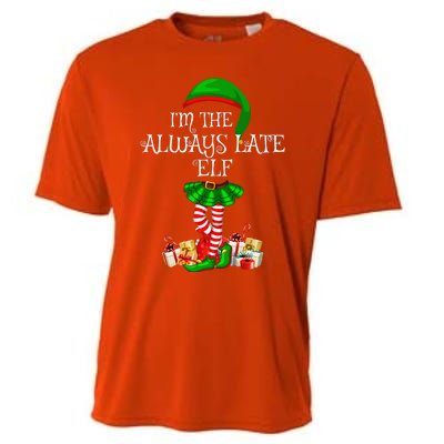 Family Matching Funny The Always Late Elf Christmas Cooling Performance Crew T-Shirt