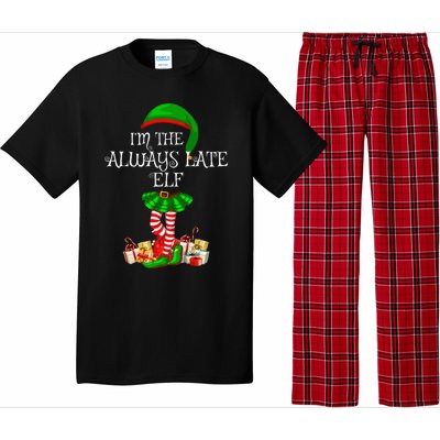 Family Matching Funny The Always Late Elf Christmas Pajama Set