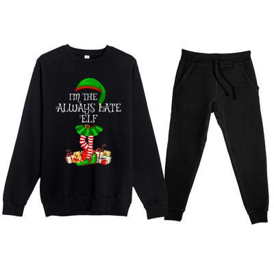 Family Matching Funny The Always Late Elf Christmas Premium Crewneck Sweatsuit Set