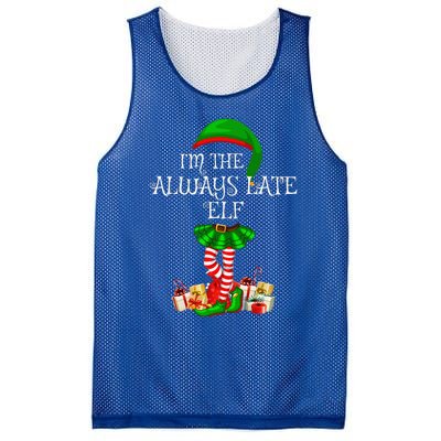 Family Matching Funny The Always Late Elf Christmas Mesh Reversible Basketball Jersey Tank