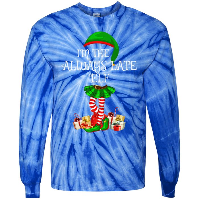 Family Matching Funny The Always Late Elf Christmas Tie-Dye Long Sleeve Shirt