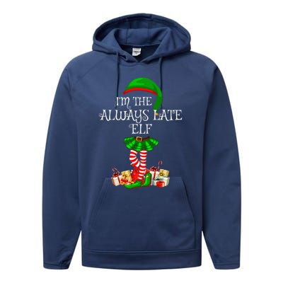 Family Matching Funny The Always Late Elf Christmas Performance Fleece Hoodie