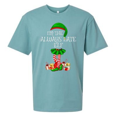 Family Matching Funny The Always Late Elf Christmas Sueded Cloud Jersey T-Shirt