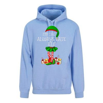 Family Matching Funny The Always Late Elf Christmas Unisex Surf Hoodie