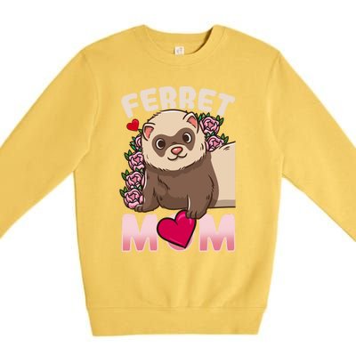 Ferret Mom Funny Gift For Ferret Lovers And Owners Great Gift Premium Crewneck Sweatshirt