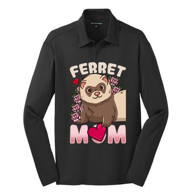 Ferret Mom Funny Gift For Ferret Lovers And Owners Great Gift Silk Touch Performance Long Sleeve Polo