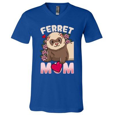 Ferret Mom Funny Gift For Ferret Lovers And Owners Great Gift V-Neck T-Shirt