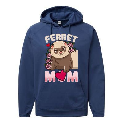 Ferret Mom Funny Gift For Ferret Lovers And Owners Great Gift Performance Fleece Hoodie