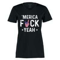 Funny Merica Fuck Yeah 4th Of July Women's Momentum V-Neck T-Shirt