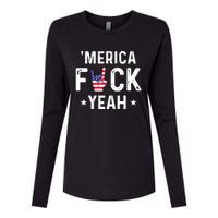 Funny Merica Fuck Yeah 4th Of July Womens Cotton Relaxed Long Sleeve T-Shirt