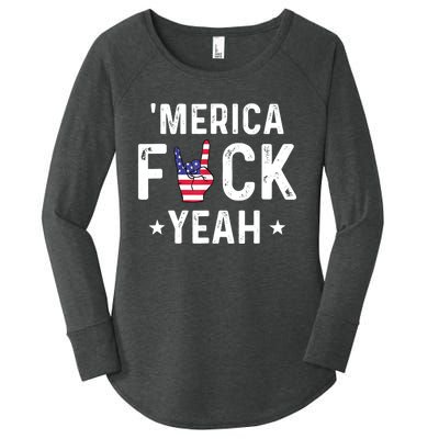 Funny Merica Fuck Yeah 4th Of July Women's Perfect Tri Tunic Long Sleeve Shirt