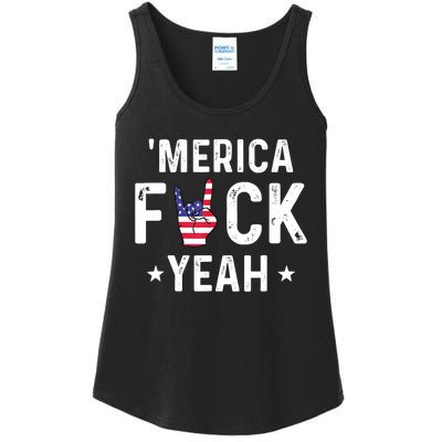 Funny Merica Fuck Yeah 4th Of July Ladies Essential Tank