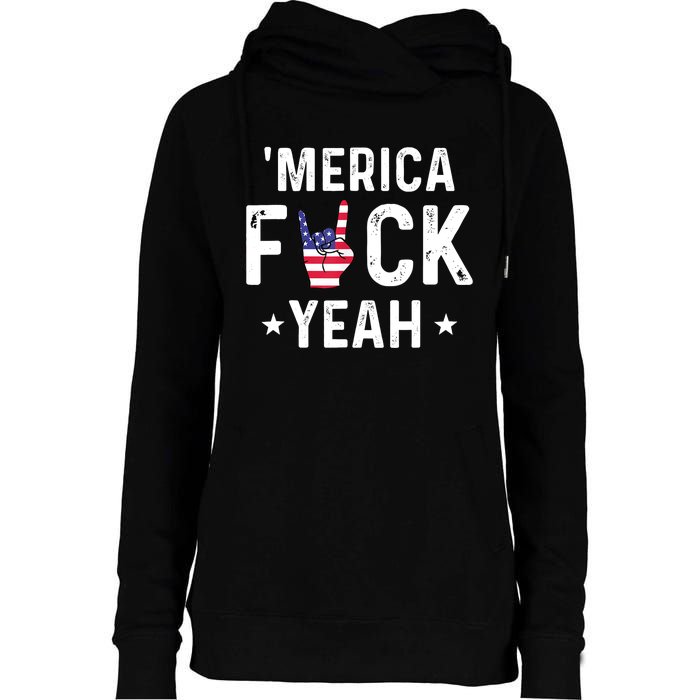 Funny Merica Fuck Yeah 4th Of July Womens Funnel Neck Pullover Hood