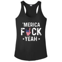 Funny Merica Fuck Yeah 4th Of July Ladies PosiCharge Competitor Racerback Tank