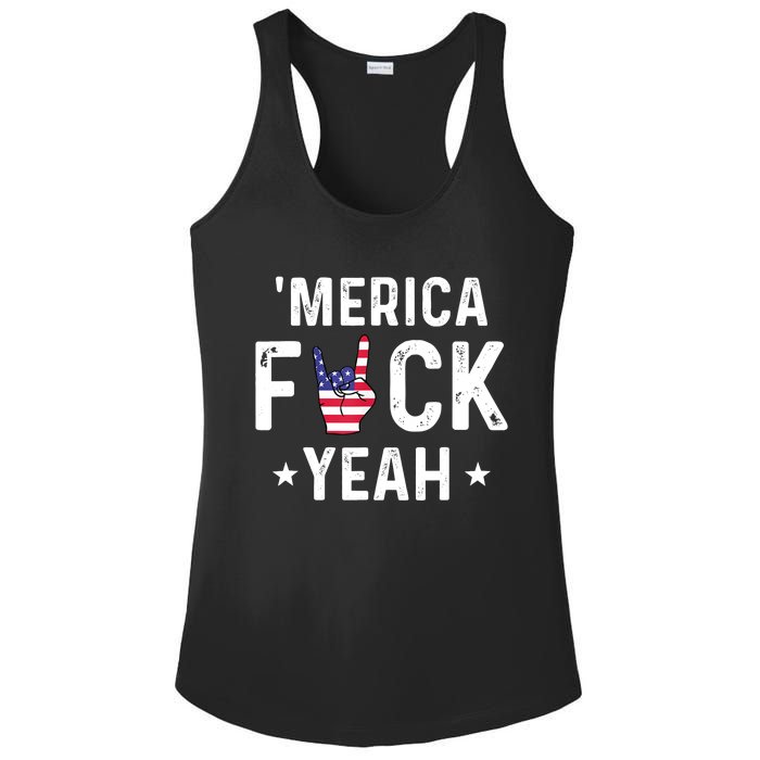 Funny Merica Fuck Yeah 4th Of July Ladies PosiCharge Competitor Racerback Tank