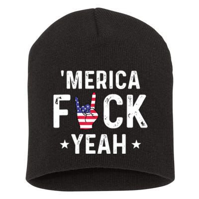 Funny Merica Fuck Yeah 4th Of July Short Acrylic Beanie