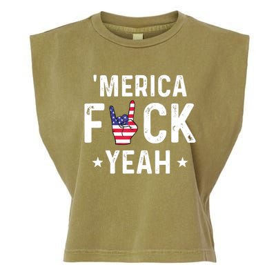 Funny Merica Fuck Yeah 4th Of July Garment-Dyed Women's Muscle Tee