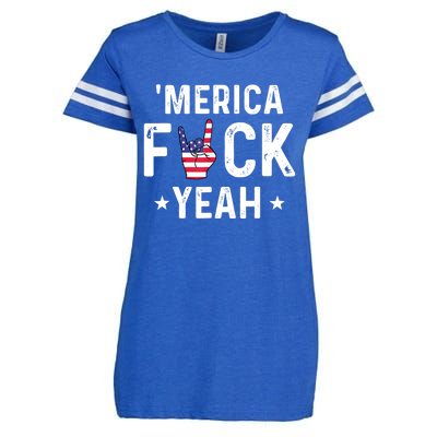 Funny Merica Fuck Yeah 4th Of July Enza Ladies Jersey Football T-Shirt