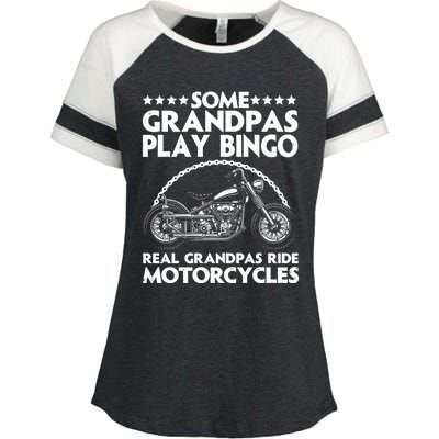 Funny Motorcycle For Grandpa Dad Motorcycle Lovers Riders Gift Enza Ladies Jersey Colorblock Tee