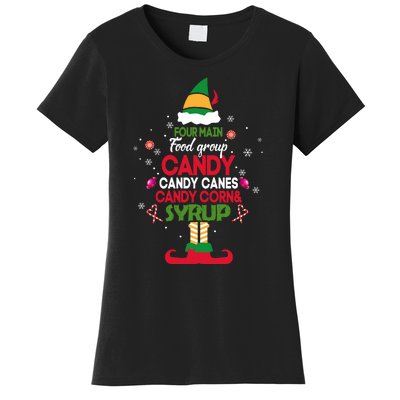 Four Main Food Groups Elf Christmas Pajama Xmas Women's T-Shirt