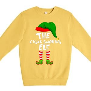 Funny Matching Family Christmas The Cigar Smoking Elf Premium Crewneck Sweatshirt