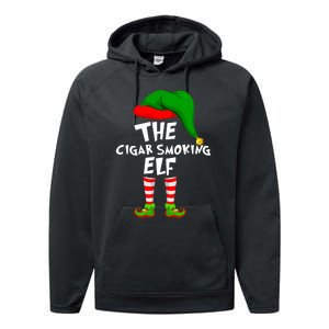 Funny Matching Family Christmas The Cigar Smoking Elf Performance Fleece Hoodie