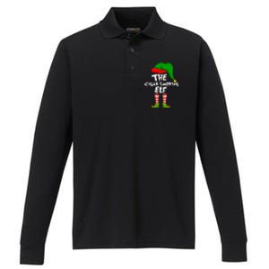 Funny Matching Family Christmas The Cigar Smoking Elf Performance Long Sleeve Polo