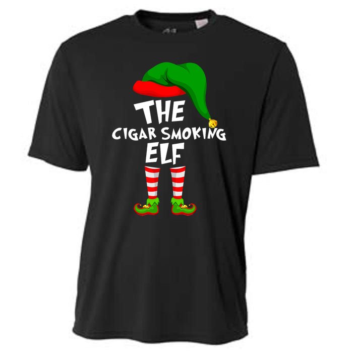 Funny Matching Family Christmas The Cigar Smoking Elf Cooling Performance Crew T-Shirt