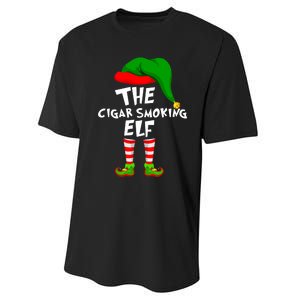 Funny Matching Family Christmas The Cigar Smoking Elf Performance Sprint T-Shirt