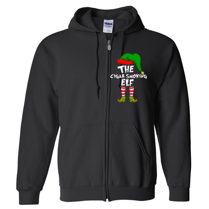 Funny Matching Family Christmas The Cigar Smoking Elf Full Zip Hoodie