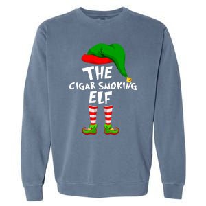 Funny Matching Family Christmas The Cigar Smoking Elf Garment-Dyed Sweatshirt