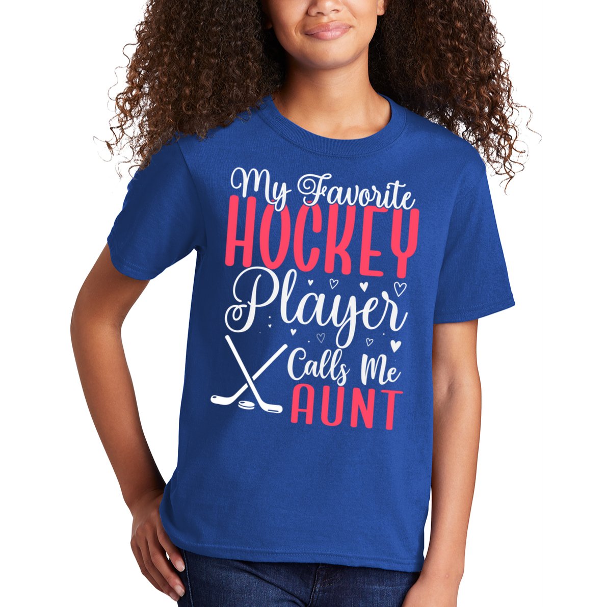 Funny My Favorite Hockey Player Calls Me Aunt Cute Gift Kids T-Shirt