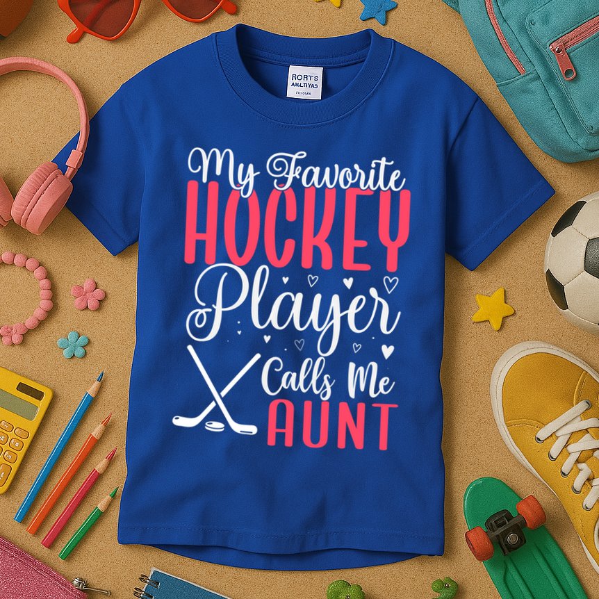 Funny My Favorite Hockey Player Calls Me Aunt Cute Gift Kids T-Shirt