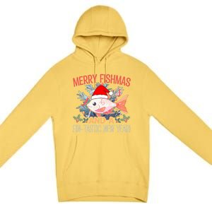 Fishing Merry Fishmas And A Fintastic New Year Cool Gift Premium Pullover Hoodie