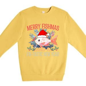 Fishing Merry Fishmas And A Fintastic New Year Cool Gift Premium Crewneck Sweatshirt