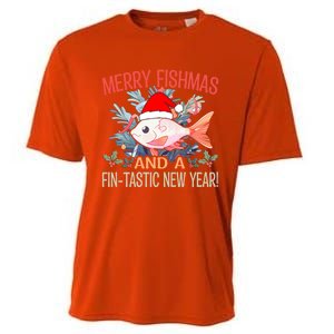 Fishing Merry Fishmas And A Fintastic New Year Cool Gift Cooling Performance Crew T-Shirt