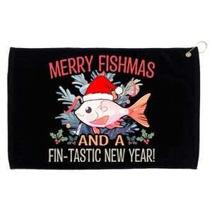 Fishing Merry Fishmas And A Fintastic New Year Cool Gift Grommeted Golf Towel