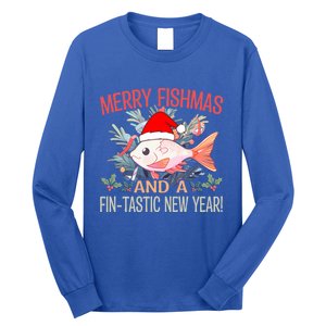 Fishing Merry Fishmas And A Fintastic New Year Cool Gift Long Sleeve Shirt