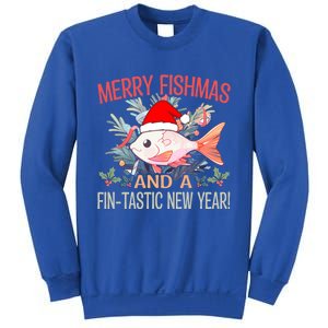 Fishing Merry Fishmas And A Fintastic New Year Cool Gift Sweatshirt