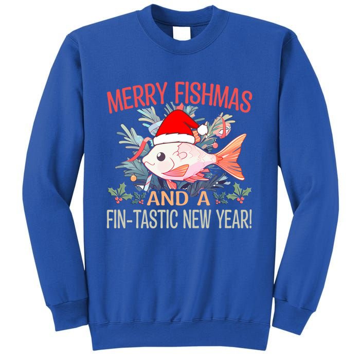 Fishing Merry Fishmas And A Fintastic New Year Cool Gift Sweatshirt