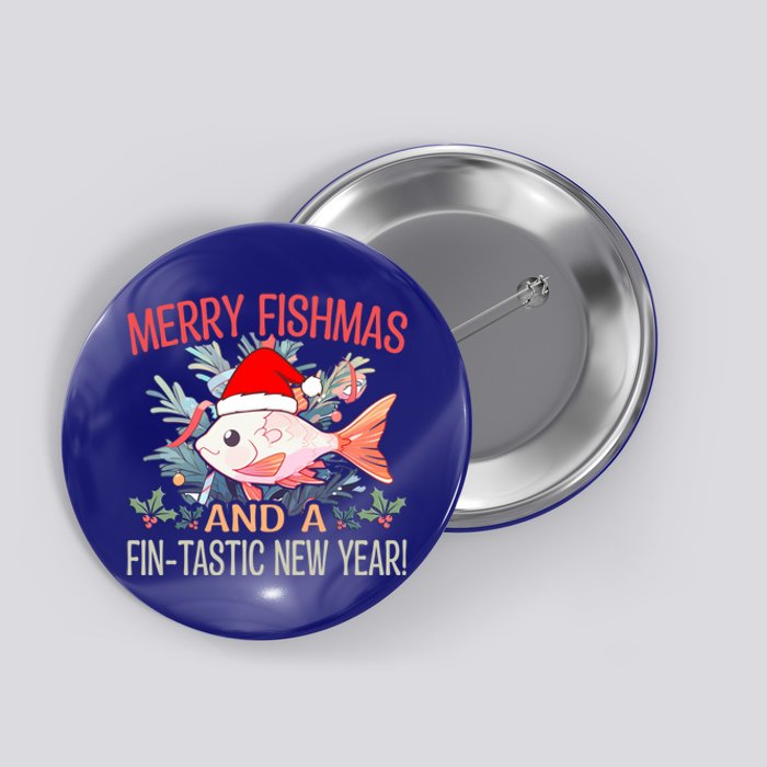 Fishing Merry Fishmas And A Fintastic New Year Cool Gift Button