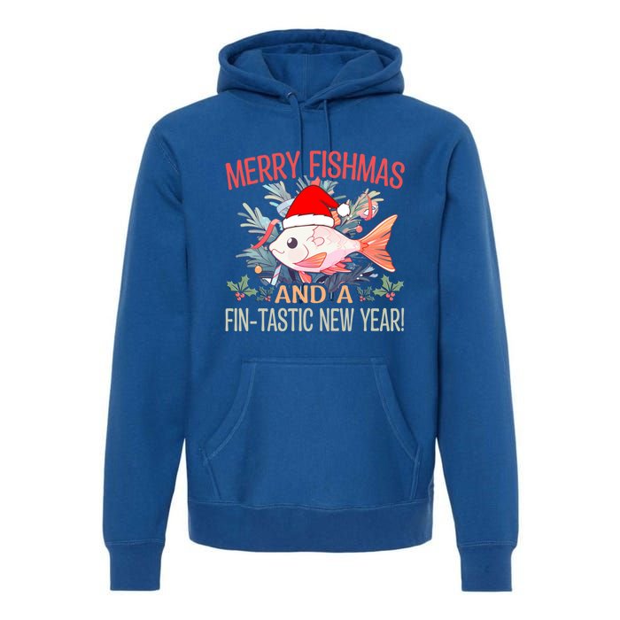 Fishing Merry Fishmas And A Fintastic New Year Cool Gift Premium Hoodie