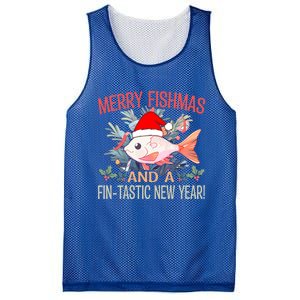 Fishing Merry Fishmas And A Fintastic New Year Cool Gift Mesh Reversible Basketball Jersey Tank